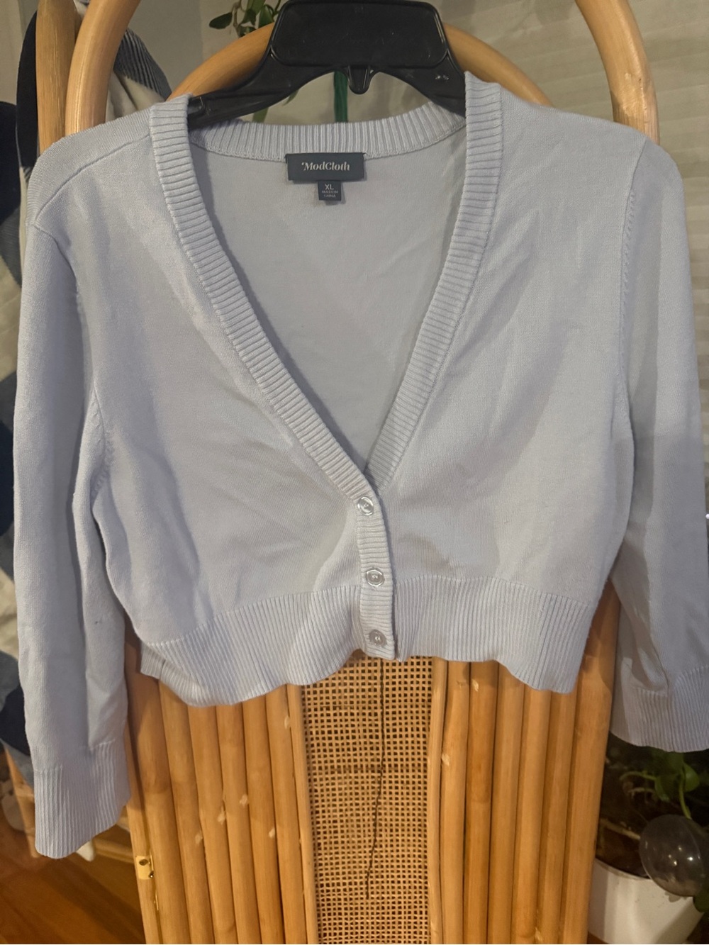 ModCloth Pale Blue Cropped Button-Up Cardigan